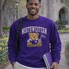 Northwestern University Wildcats Men's Purple Crewneck Sweatshirt with Sitting Bear Design