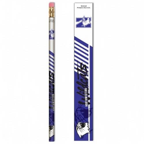Northwestern Wildcats Wooden Pencil with N-Cat & Northwestern Wildcats Design Pack of 6
