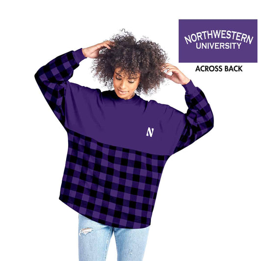 Northwestern University Wildcats Purple Checkerboard Spirit Jersey with Stylized N Design