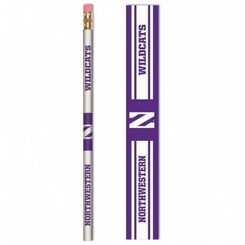 Northwestern Wildcats Wooden Pencil with Stylized N & Northwestern Wildcats Design Pack of 6