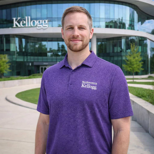 Northwestern I Kellogg Antigua Men's Scheme Purple Heather Polo Shirt