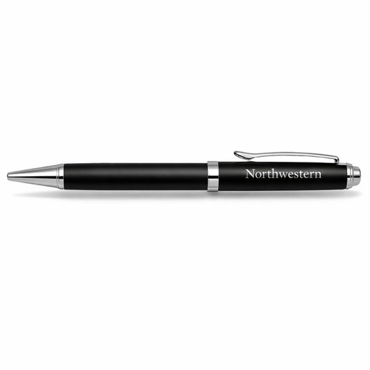 Northwestern University Wildcats Laser Engraved Black Matte Modern Ballpoint Pen