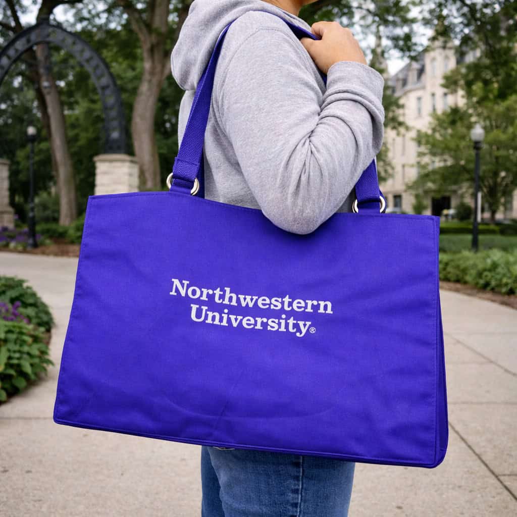 Northwestern University Wildcats  Zippered Tote Bag with Embroidered Design