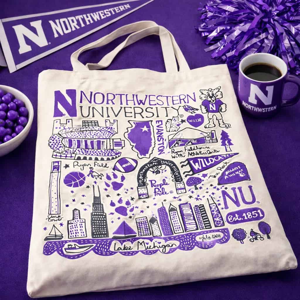 Northwestern University Wildcats Julia Gash Tote Bag 15"X15"