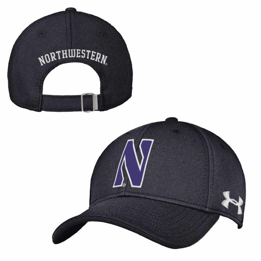 Northwestern University Wildcats Under Armour Adjustable Black Hat with Stylized Northwestern N Design
