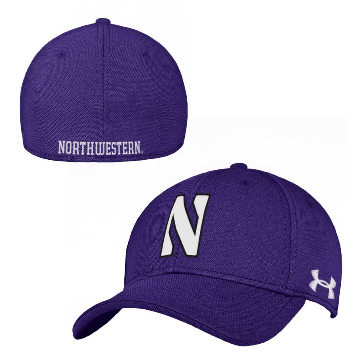 Northwestern University Wildcats Under Armour Purple Stretch Fit Hat with Stylized Northwestern N Design