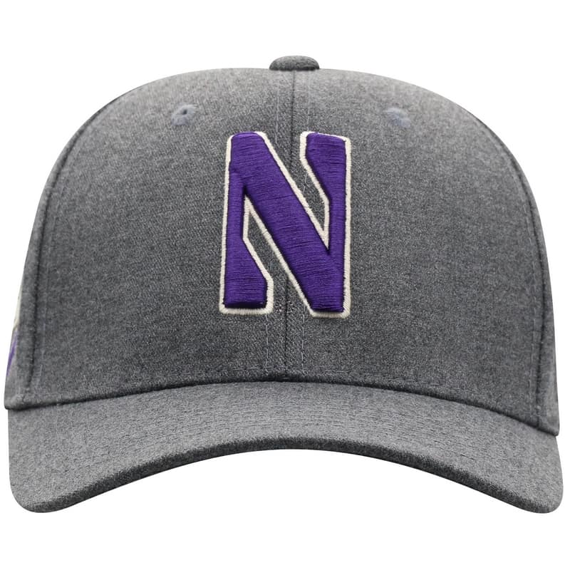 Northwestern University Wildcats Top Of The World Constructed Dressy Grey Fabric Hat with Stylized N Design