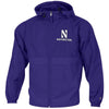Northwestern University Wildcats Champion Men's Purple Full Zip Lightweight Jacket With Hood