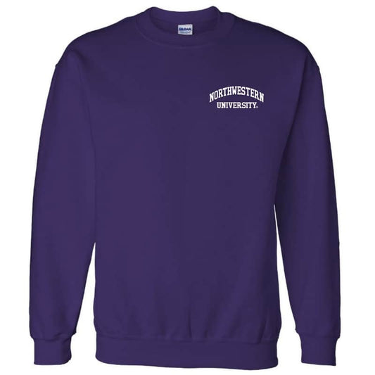 Northwestern University Wildcats Men's Purple Crewneck Sweatshirt with Left Chest Embroidered Northwestern University Design
