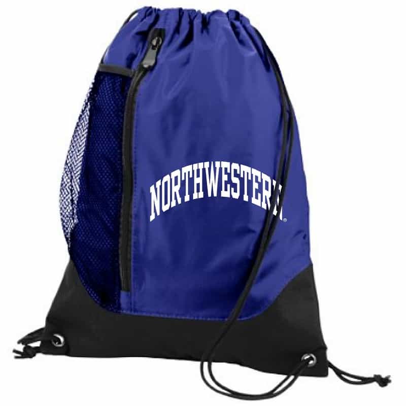 Northwestern University Wildcats Augusta Sportswear Purple Tres Draw String Back Pack with Arched Northwestern Design