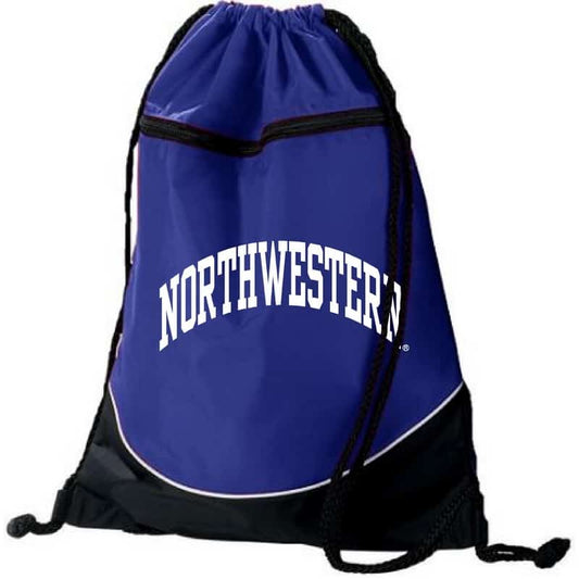 Northwestern University Wildcats Augusta Sportswear Purple Tri-Color Draw String Back Pack with Arched Northwestern Design