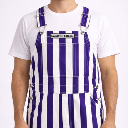 Purple/White Color Adult Game Bib Overalls
