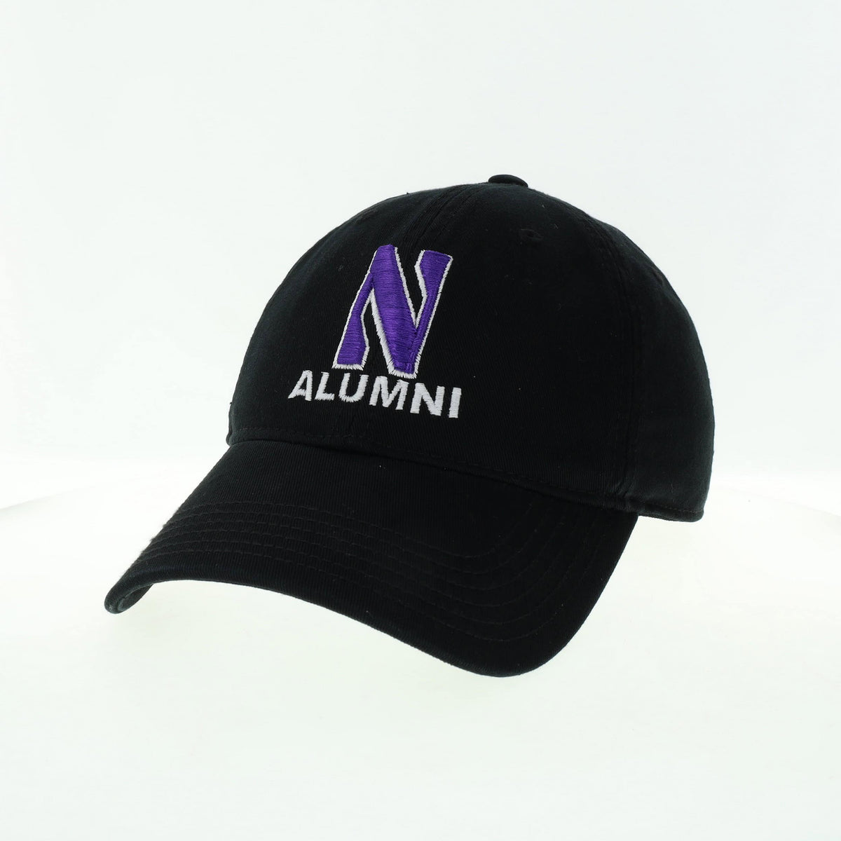 Northwestern University Wildcats Unconstructed Black Cotton Twill Hat with N & Alumni Design