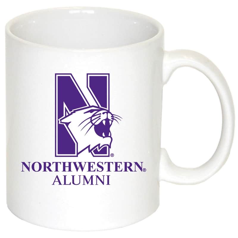 Northwestern University Wildcats 11 oz. White Ceramic Coffee Mug with N-Cat Alumni Design