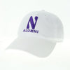 Northwestern University Wildcats Unconstructed White Cotton Twill Hat with N & Alumni Design