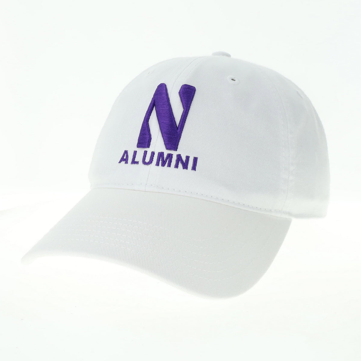 Northwestern University Wildcats Unconstructed White Cotton Twill Hat with N & Alumni Design