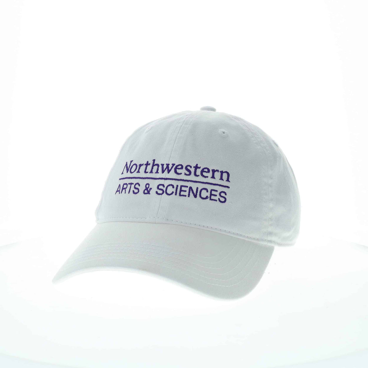 Northwestern University Wildcats Legacy Unconstructed Adjustable White Hat with Weinberg School of Arts and Sciences Design