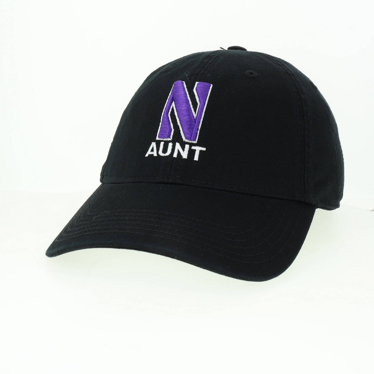 Northwestern University Wildcats Unconstructed Black Cotton Twill Hat with N & Aunt Design
