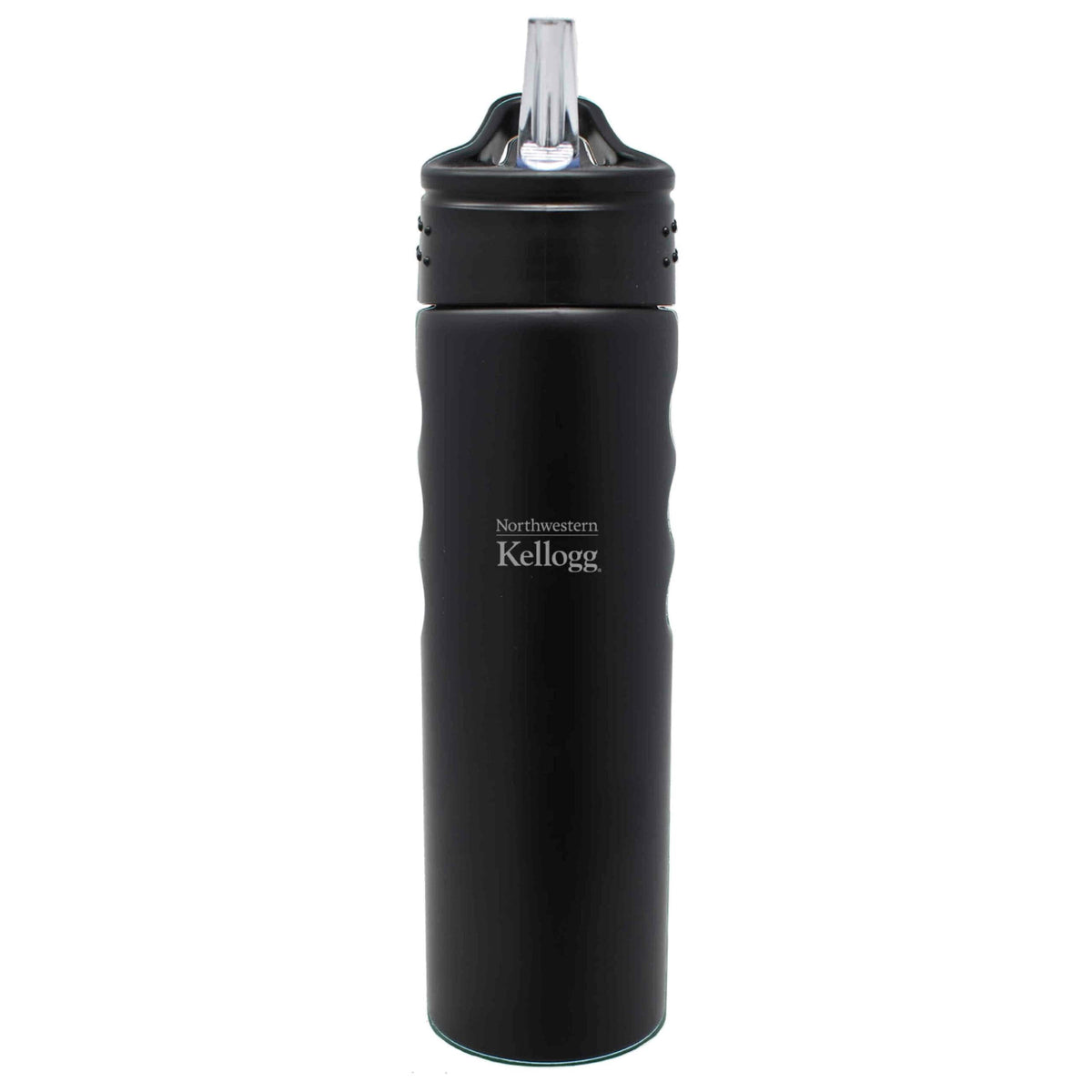 Northwestern I Kellogg Laser Engraved 24 oz. Black Grip Water Bottle