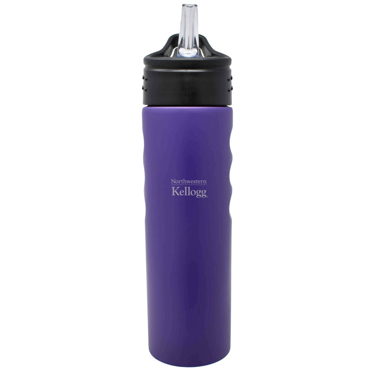 Northwestern I Kellogg Laser Engraved 24 oz. Purple Grip Water Bottle