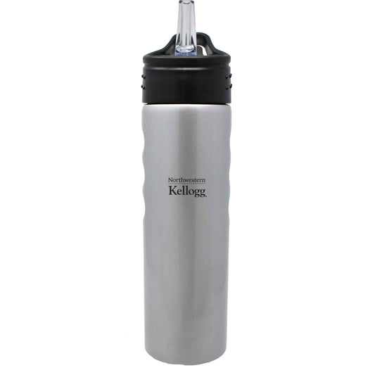 Northwestern I Kellogg Laser Engraved 24 oz. Silver Grip Water Bottle