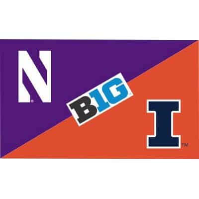 Northwestern University Wildcats 3'X5' House Divided Flag with Illinois Fighting Illini