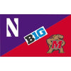 Northwestern University Wildcats 3'X5' House Divided Flag with Maryland Terrapins