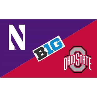 Northwestern Wildcats 3'X5' House Divided Flag with Ohio State Buckeyes