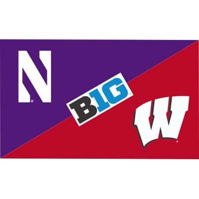 Northwestern University Wildcats 3'X5' House Divided Flag with Wisconsin Badgers