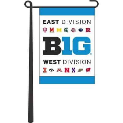 Northwestern University Wildcats Big Ten Conference Garden Flag Showing the East and West Division Teams
