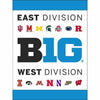 Big Ten Conference 30"X40" Banner Showing the East and West Division Teams