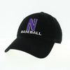 Northwestern University Wildcats Unconstructed Black Cotton Twill Hat with N & Baseball Design