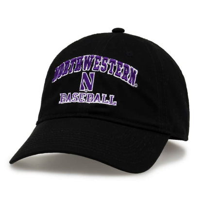 Northwestern University Wildcats Unconstructed Black Cotton Twill Hat with Baseball Design