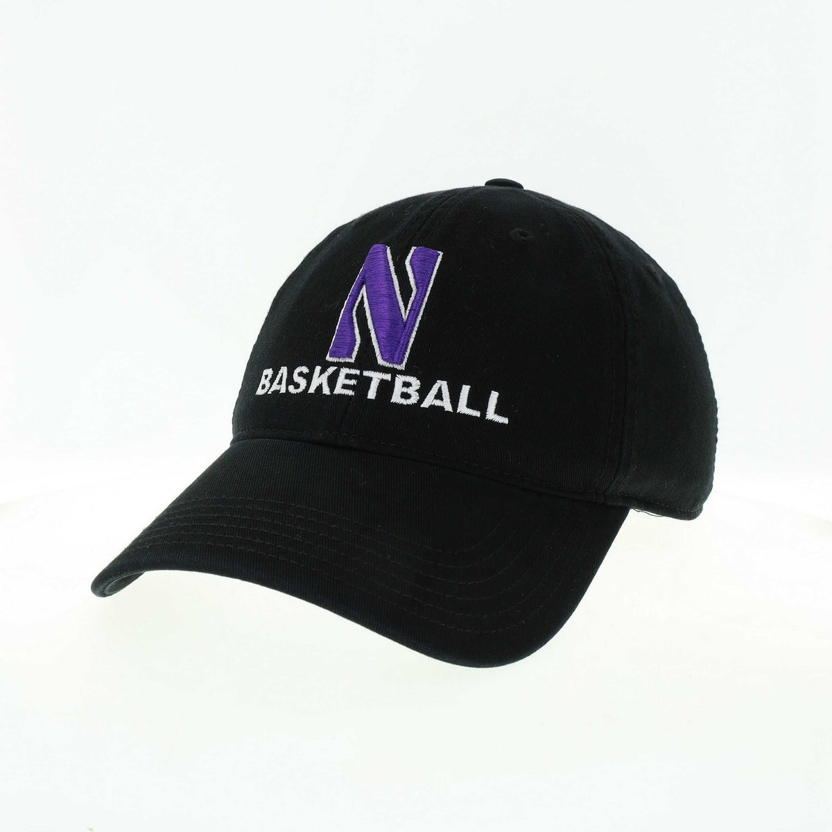 Northwestern University Wildcats Unconstructed Black Cotton Twill Hat with N & Basketball Design