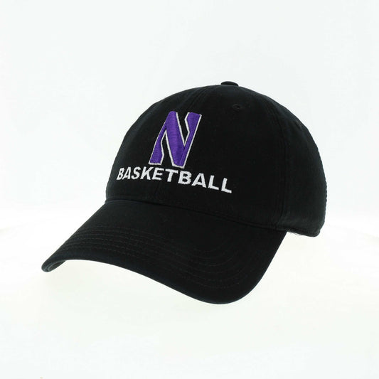 Northwestern University Wildcats Unconstructed Black Cotton Twill Hat with N & Basketball Design