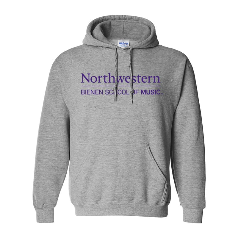 Northwestern University Grey Hooded Sweatshirt with Bienen School of Music Design