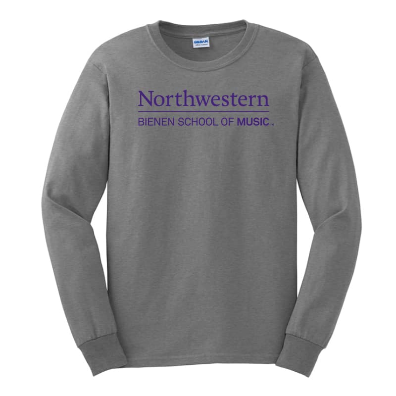 Northwestern University Purple Long Sleeve Tee Shirt with Bienen School of Music Design
