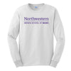Northwestern University White Long Sleeve Tee Shirt with Bienen School of Music Design