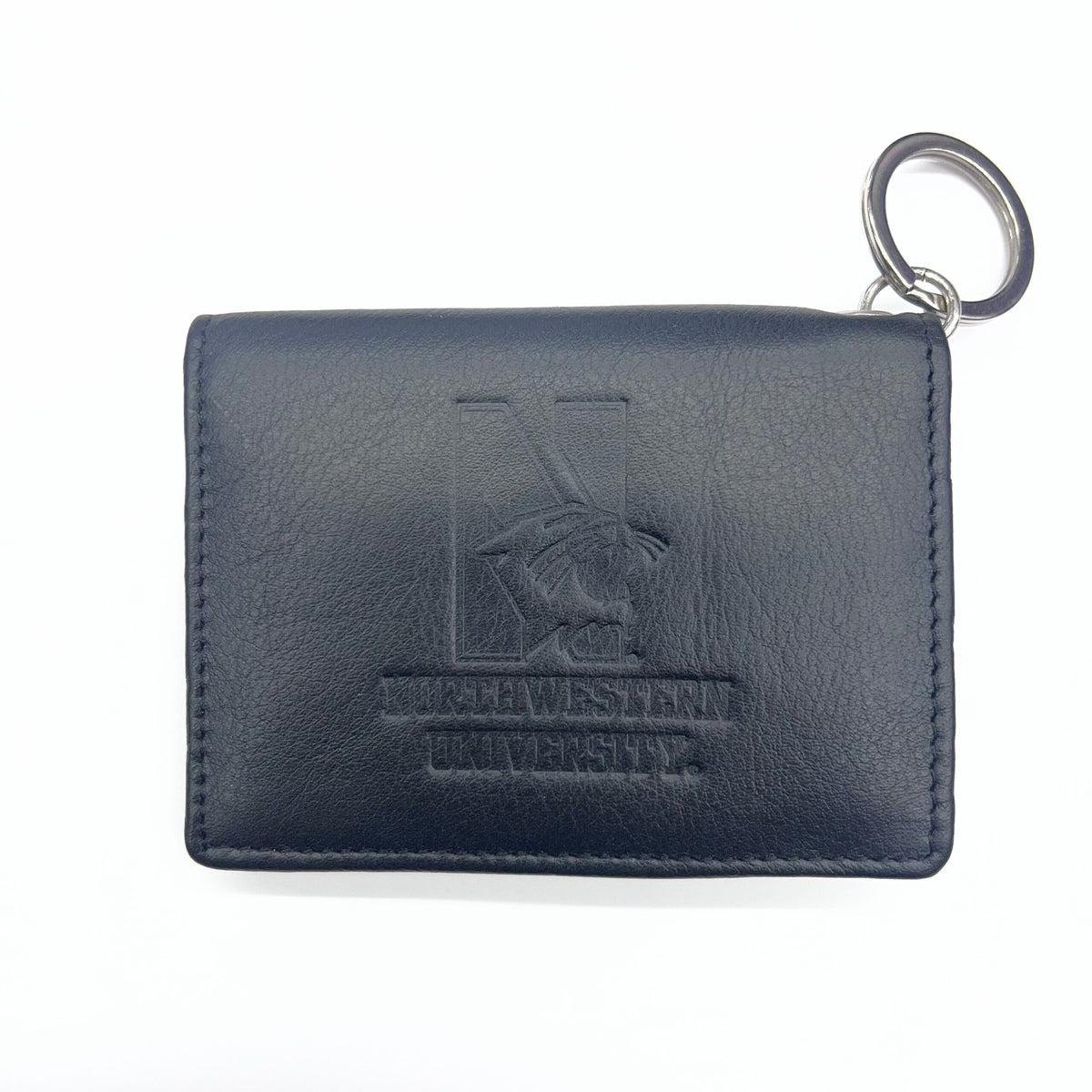Northwestern University Wildcats Black Genuine Leather I.D. Holder Keychain
