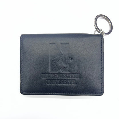 Northwestern University Wildcats Black Genuine Leather I.D. Holder Keychain
