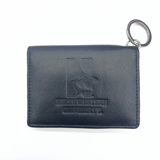 Northwestern University Wildcats Black Genuine Leather I.D. Holder Keychain