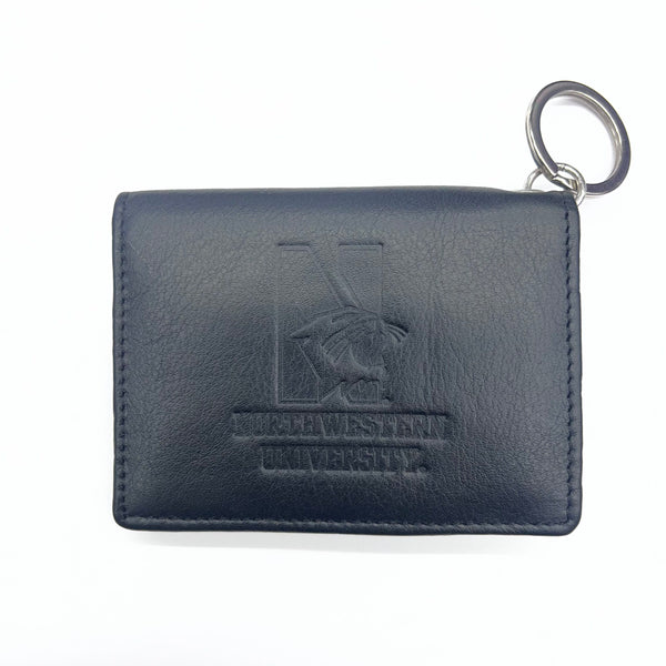 Northwestern University Wildcats Black Genuine Leather I.D. Holder Keychain