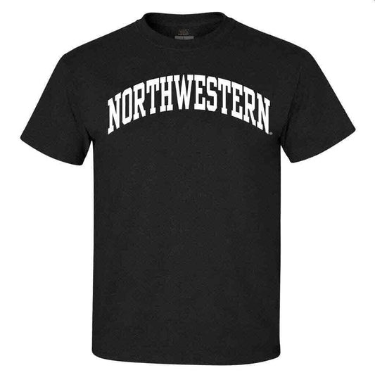 Northwestern University Wildcats Men's MV Black Classic Tee with One Color Arch Design