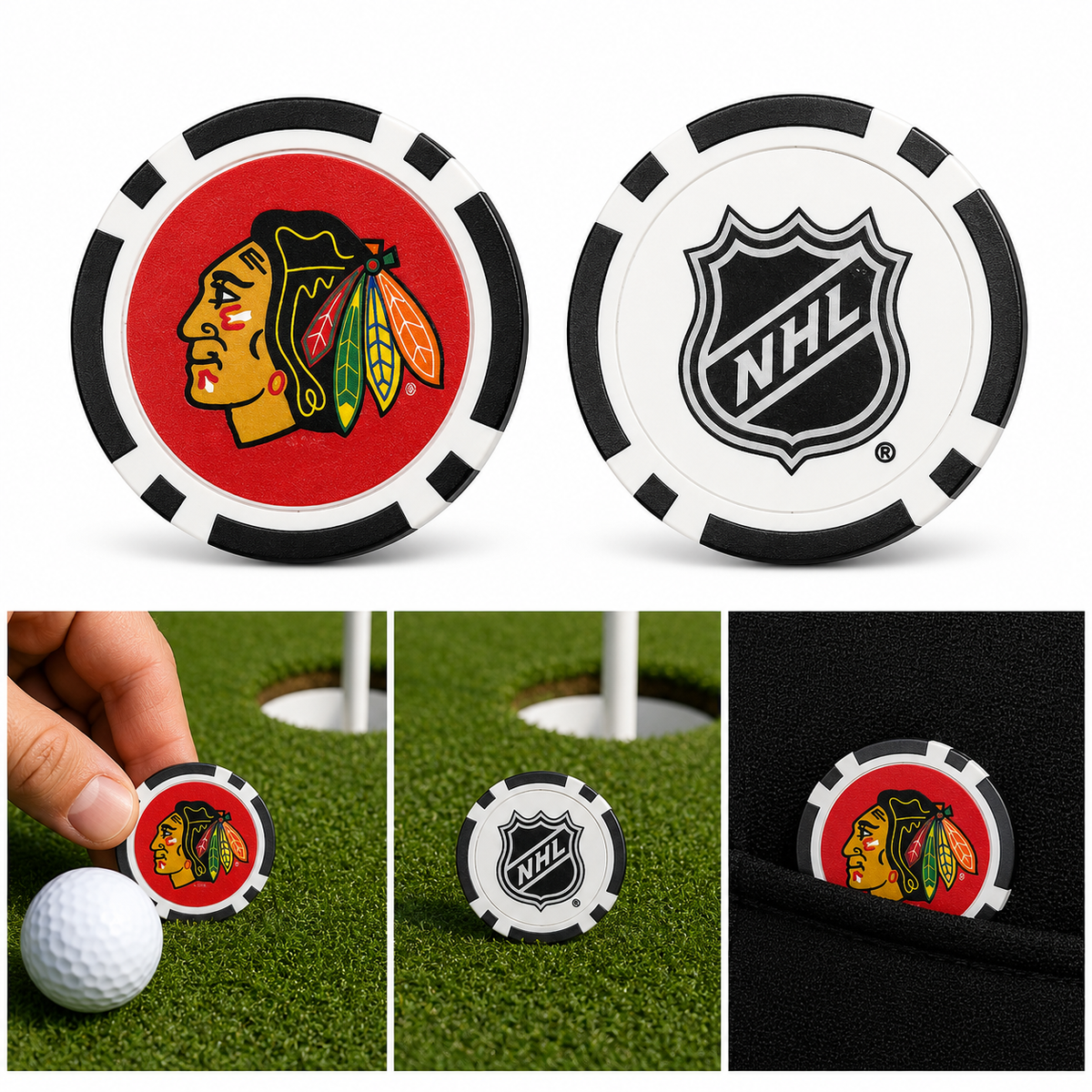 Chicago Blackhawks Poker Chip Golf Ball Marker – NHL Golf Accessory