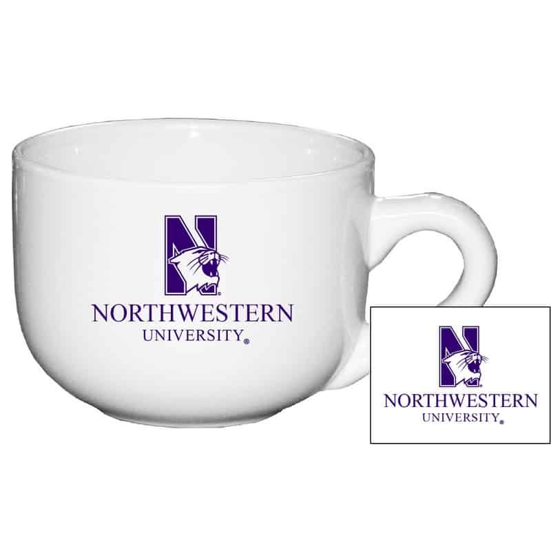 Northwestern University Wildcats 16 oz. White Latte Ceramic Coffee Mug with "N-Cat Northwestern University" Design