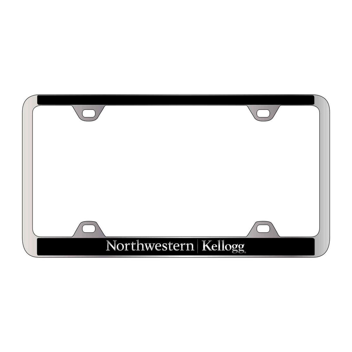 Northwestern I Kellogg CB-50 Series Laser Engraved Two Tone Chrome/Black License Plate Frame