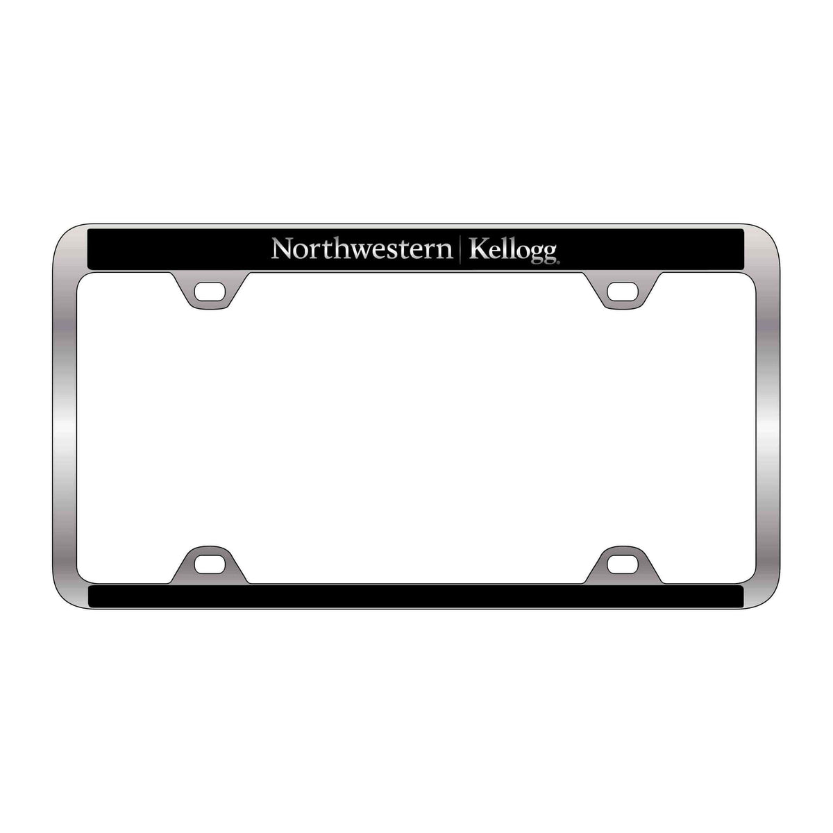 Northwestern I Kellogg CB-51 Series Laser Engraved Two Tone Chrome/Black License Plate Frame