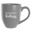 Northwestern University Wildcats Laser Engraved Light Grey Ceramic Coffee Mug with Kellogg Design