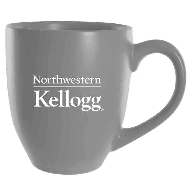 Northwestern University Wildcats Laser Engraved Light Grey Ceramic Coffee Mug with Kellogg Design