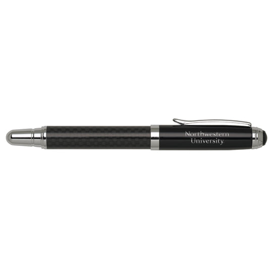 Northwestern University Wildcats Laser Engraved Black Carbon Fiber Ballpoint Pen with Northwestern University Design